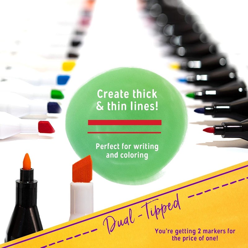 Crafts 4 All Fabric Markers for Clothes - Pack of 20 No Fade, Dual Tip Permanent Fabric Pens - No Bleed, Machine Washable Shoe Markers for Fabric Decorating - Laundry Marker, Erases Stains Easily - Image 3